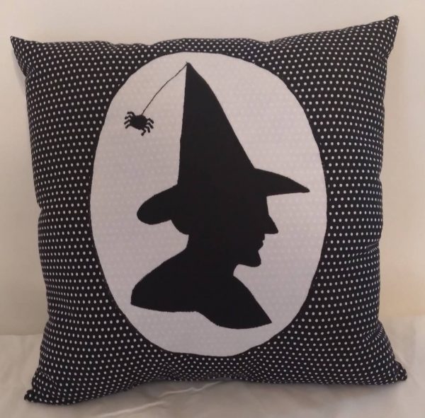 Playful Handmade Halloween Throw Pillow – Approx. 18″ x 18″ Pillow Insert Included