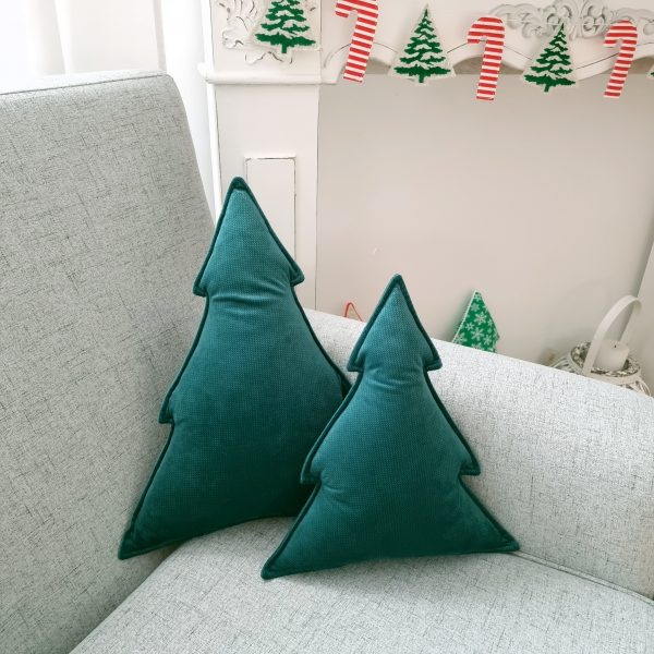 Christmas Tree Pillow Velvet Pillow Christmas Decoration Throw Pillow, Christmas Tree Shape Sofa Cushion, Decorative Pillow,