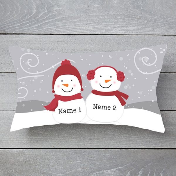 Snowman Family Personalized Lumbar Throw Pillow, Family Custom Pillow, Christmas Home Decor, Gifts for Christmas