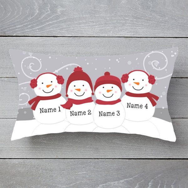 Snowman Family Personalized Lumbar Throw Pillow, Family Custom Pillow, Christmas Home Decor, Gifts for Christmas