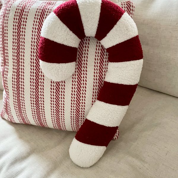 Candy Cane Sherpa Pillow, Candy Cane Pillow, Faux Fur Christmas Pillow, Sherpa Candy Cane Pillow, Decorative Christmas Pillow, Holiday Decor
