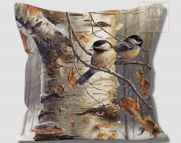 Bird Pattern Cushion Cover, Winter Pillow Case, Nestling Decorative Cushion Case, New Year Pillow, Christmas Home Decor, Secret Santa Gift