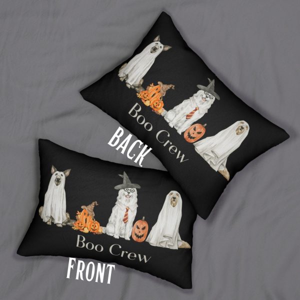 Boo Crew Halloween Dogs Costume Spun Polyester Lumbar Pillow 20″x14″, Gift for Dog Lover, Dog Pillow, Housewarming Gift, Halloween Decor