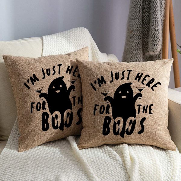 Halloween Burlap Pillow, Funny Halloween Pillow, Halloween Cushion, Ghost Pillow, Ghost Pillow Cover, Halloween Decoration, Halloween Gift