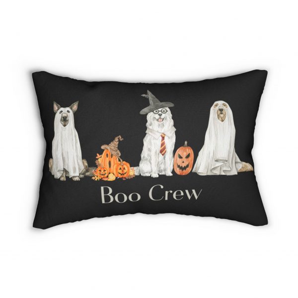 Boo Crew Halloween Dogs Costume Spun Polyester Lumbar Pillow 20″x14″, Gift for Dog Lover, Dog Pillow, Housewarming Gift, Halloween Decor